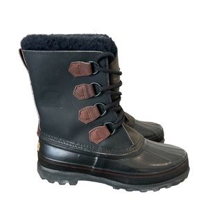 Sorel Women Sz 8 Alpine Black Leather Waterproof Winter Insulated Boots Lined